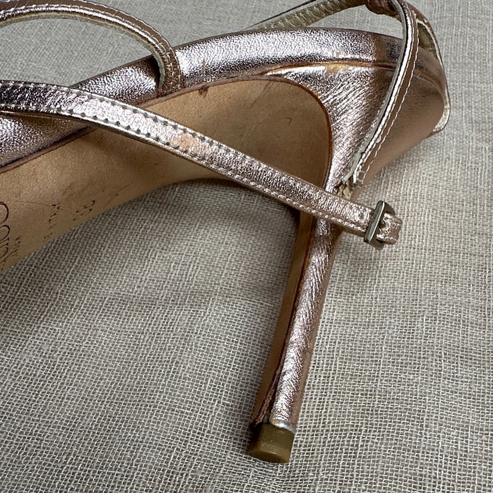 Jimmy Choo Metallic Rose Gold Strappy Heels - Picture 14 of 14